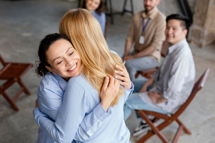 Women Hugging and Supporting